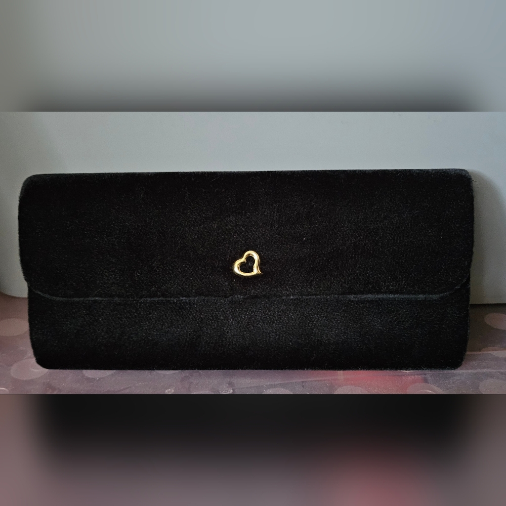 '90s Victoria's Secret Black Velvet and Gold Clutch